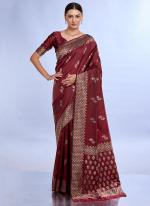 Silk Maroon Traditional Wear Weaving Saree